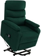 Zvedací masážní polohovací křeslo tmavě zelené textil - Massage Chair