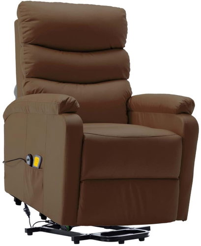 Zvedací masážní polohovací křeslo hnědé umělá kůže - Massage Chair - Main image