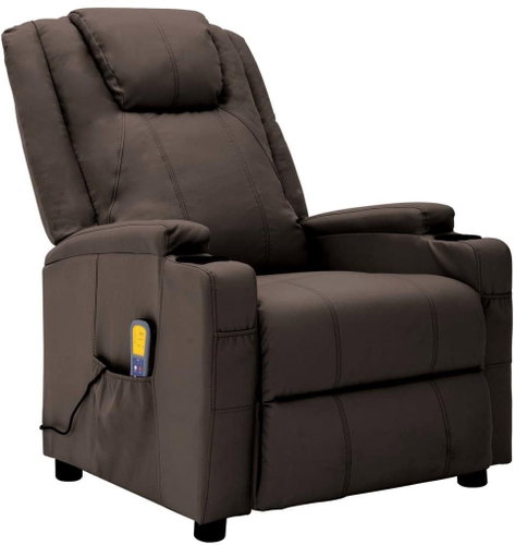 Massage reclining chair brown artificial leather - Massage Chair - Main image