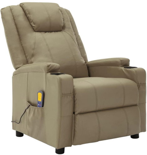 Massage recliner cappuccino artificial leather - Massage Chair - Main image