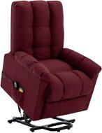 Zvedací masážní polohovací křeslo vínové textil - Massage Chair