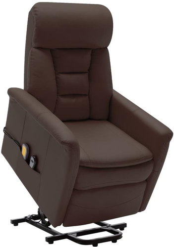 Zvedací masážní polohovací křeslo hnědé umělá kůže - Massage Chair - Main image