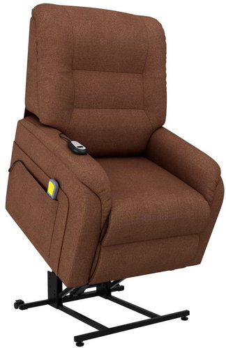 Elektrické zvedací masážní polohovací křeslo hnědé textil - Massage Chair - Main image