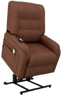 Elektrické zvedací masážní polohovací křeslo hnědé textil - Massage Chair