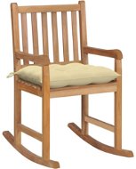 Rocking chair with cream white cushion solid teak - Rocking Chair