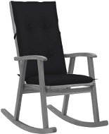 Rocking chair with cushions grey solid acacia wood - Rocking Chair