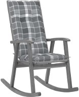 Rocking chair with cushions grey solid acacia wood - Rocking Chair