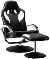 Sportovní polohovací židle s podnožkou bílá umělá kůže - Křeslo