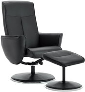 Křeslo s podnožkou černé umělá kůže - Křeslo