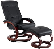 Polohovací křeslo s podnožkou černé umělá kůže - Křeslo