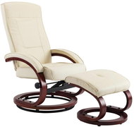 Polohovací křeslo s podnožkou krémové umělá kůže - Křeslo