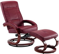Polohovací křeslo s podnožkou vínové umělá kůže - Křeslo