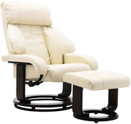 Polohovací TV křeslo s podnožkou bílé umělá kůže - Křeslo