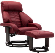 Polohovací TV křeslo s podnožkou vínové umělá kůže - Křeslo