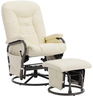 Polohovací křeslo s podnožkou krémové umělá kůže - Křeslo