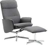 Polohovací křeslo s podnožkou světle šedé a černé textil - Křeslo