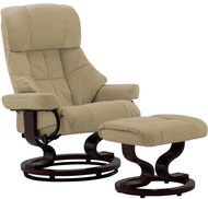 Polohovací křeslo s podnožkou kávové umělá kůže a ohýbané dřevo - Křeslo