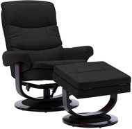 Polohovací křeslo černé umělá kůže a ohýbané dřevo - Křeslo