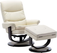 Polohovací křeslo krémově bílé umělá kůže a ohýbané dřevo - Křeslo