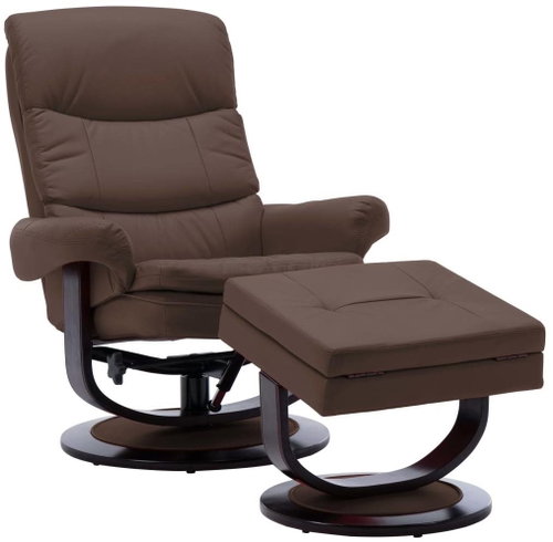 Masážní polohovací křeslo hnědé umělá kůže a ohýbané dřevo - Massage Chair - Main image