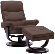 Masážní polohovací křeslo hnědé umělá kůže a ohýbané dřevo - Massage Chair