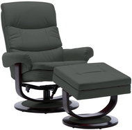 Polohovací křeslo antracitové umělá kůže a ohýbané dřevo - Křeslo