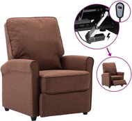 Elektrické polohovací TV křeslo hnědé textil - Křeslo