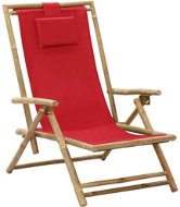 Polohovací relaxační křeslo červené bambus a textil - Křeslo