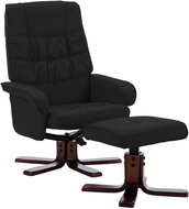 Polohovací křeslo s podnožkou černé umělá kůže - Křeslo