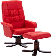 Polohovací křeslo s podnožkou červené umělá kůže - Křeslo