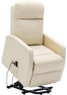 Zvedací polohovací křeslo krémově bílé umělá kůže - Křeslo