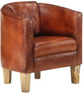 Klubové křeslo hnědé pravá kůže - Křeslo