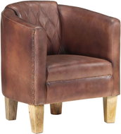 Klubové křeslo hnědé s ošoupáním pravá kůže - Křeslo