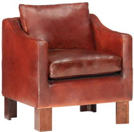 Klubové křeslo tmavě hnědé pravá kůže - Křeslo