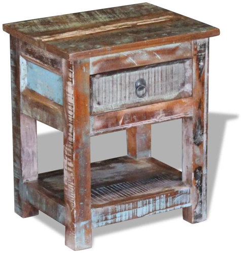 Odkládací stolek zásuvka masivní recyklované dřevo 43x33x51 cm - Side Table - Main image