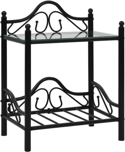 Noční stolek z oceli a tvrzeného skla 45 × 30,5 × 60 cm černý - Night Stand - Main image