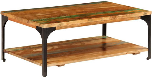 Konferenční stolek s policí 100 × 60 × 35 cm recyklovaný masiv - Konferenční stolek - Main image