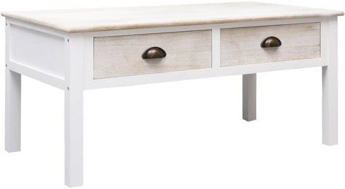 Konferenční stolek bílý a přírodní 100 × 50 × 45 cm dřevo - Konferenční stolek - Main image