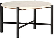 Konferenční stolek bílý 60x60x35 cm pravý kámen mramorový vzor - Konferenční stolek