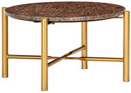 Konferenční stolek hnědý 60x60x35 cm pravý kámen mramorový vzor - Konferenční stolek