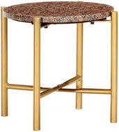 Konferenční stolek hnědý 40x40x40 cm pravý kámen mramorový vzor - Konferenční stolek