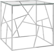 Konferenčný stolík strieborný 55 × 55 × 55 cm nehrdzavejúca oceľ a sklo - Konferenčný stolík