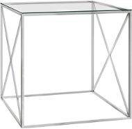 Konferenčný stolík strieborný 55 × 55 × 55 cm nehrdzavejúca oceľ a sklo - Konferenčný stolík