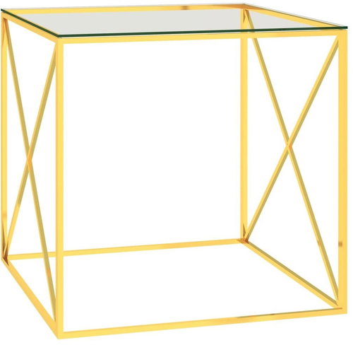 Konferenční stolek zlatý 55 × 55 × 55 cm nerezová ocel a sklo - Konferenční stolek - Main image
