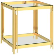 Konferenční stolek zlatý 55 × 55 × 55 cm nerezová ocel a sklo - Konferenční stolek