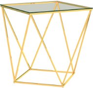Konferenční stolek zlatý a průhledný 50x50x55 cm nerezová ocel - Konferenčný stolík