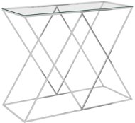 Odkládací stolek stříbrný 90x40x75 cm nerezová ocel a sklo - Odkládací stolek