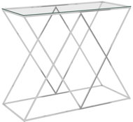 Odkládací stolek stříbrný 90x40x75 cm nerezová ocel a sklo - Odkládací stolek