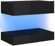 Noční stolek černý s vysokým leskem 60 × 35 cm dřevotříska - Noční stolek