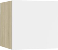 Noční stolek bílý a dub sonoma 30,5 × 30 × 30 cm dřevotříska - Noční stolek